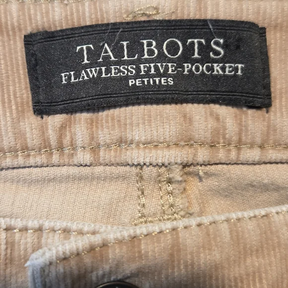 Talbots Corduroy Pants 8P Tan Straight Leg Flawless 5 Pocket Classic Preppy - Picture 6 of 10